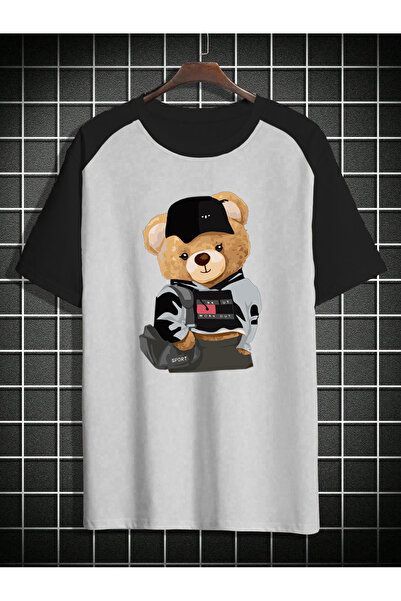 nux.boutique تيدي بير - تي شيرت رياضي رائع مطبوع من القطن العضوي باللون الأسو...