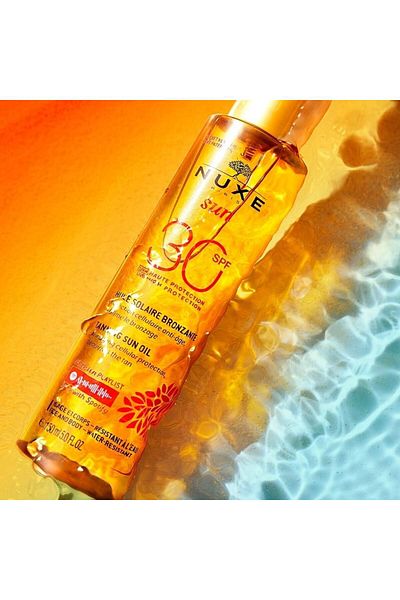 Nuxe Ulei de bronzare solară SPF30 150ml – Ulei solar cu protecție, hidratare profundă și finisaj radiant