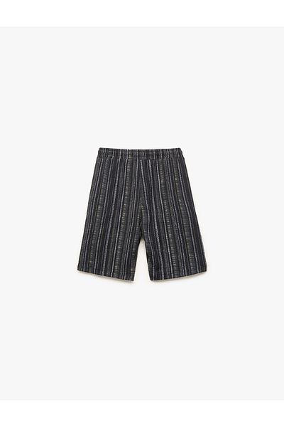 Koton Wrapped Striped Shorts with Elastic Waist and Pockets