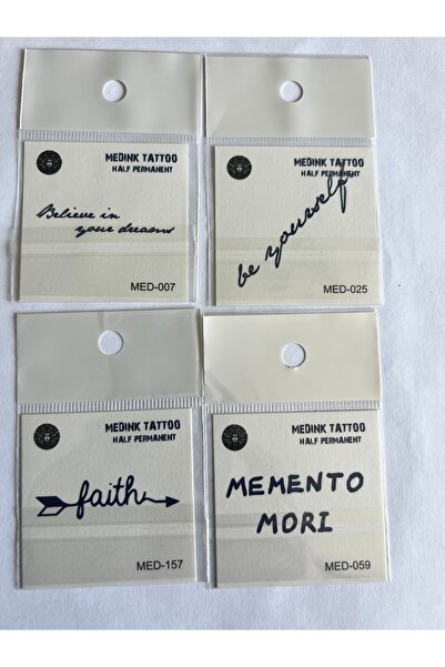 Airbrush Tattoo Yazılı 4 Adet Birden Minimal 3 Hafta Kalıcı Geçici Dövme Seti