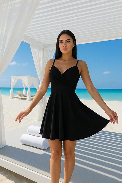 Emirela Imported Crepe Dress with Thin Straps
