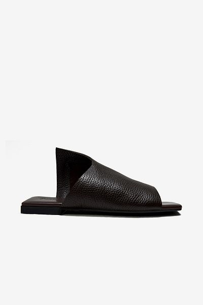 Seniorah Brown Real Leather Women's Slippers
