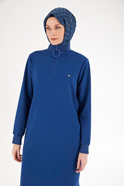 Armine TREND ARMİNE TREND Kolları ve Yakası Ribanalı Yarım Fermuarlı Tunik-Saks 25YT437