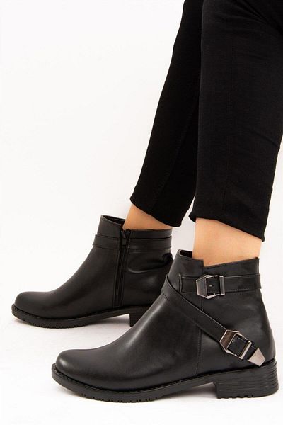 Fox Shoes A726193409 Μαύρες Γυναικείες Μπότες με χαμηλό τακούνι