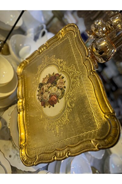 LM ESTERHOMEDECOR 6 Kişilik orta boy orijinal İtalyan Gül ağacı tepsi