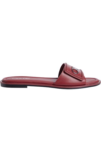 Calvin Klein Women Winery Flat Slide Relock Heel Sandals