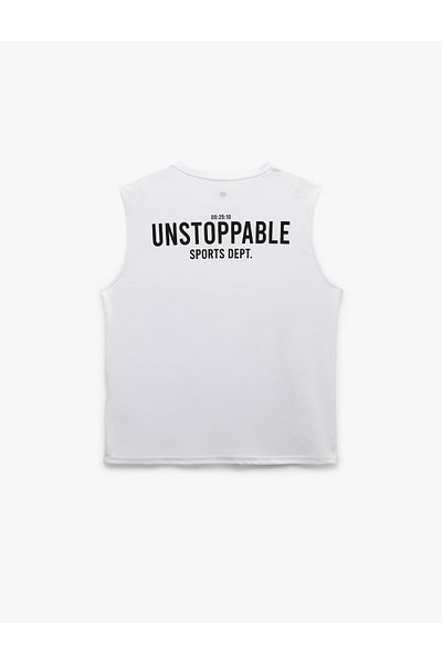 Koton Sleeveless Crew Neck Oversize Sports Singlet with Printed Back