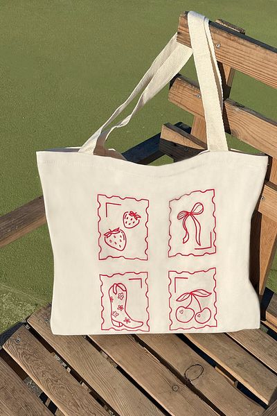 Mumu Cowboy Pinterest Pattern Tote Bag - Artistic Canvas Shoulder Bag - Women's Shopping Bag