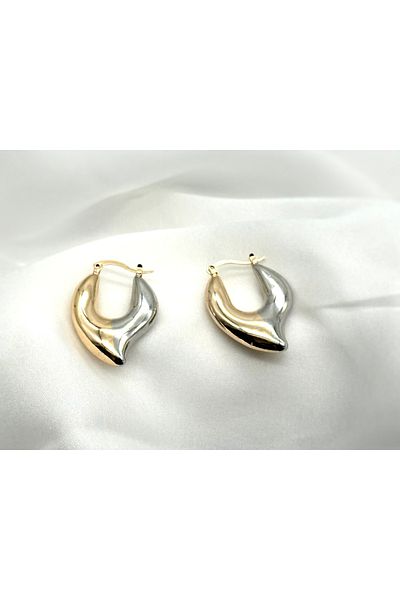 Lunays Jevelry Love Dangle Model Women's Earrings Gold Silver Double Color