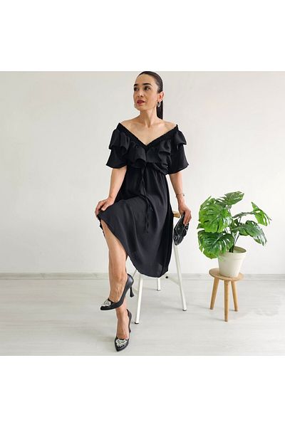6 butik altı üstü butik Ruffle Detail Dress