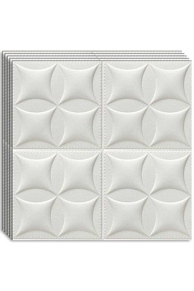 HOZRO Set 20 x Tapet 3D autoadeziv HOZRO, Model abstract, pentru pereti si tavan, Alb 12