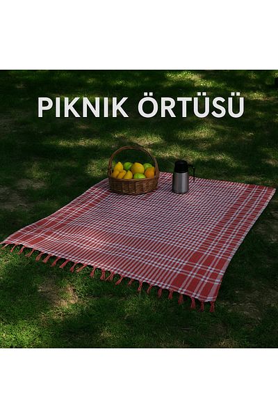 cs ilkim Red Multi-Purpose Table Cloth Picnic Cover 150 X 150 cm