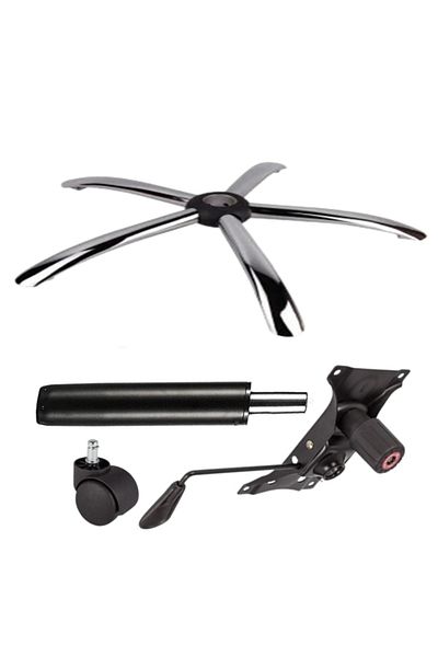 Depox Set de plăci de echilibru metalice 22 cm x 15 cm bază 60 cm, scaune de birou universale cu role și piston cilindric