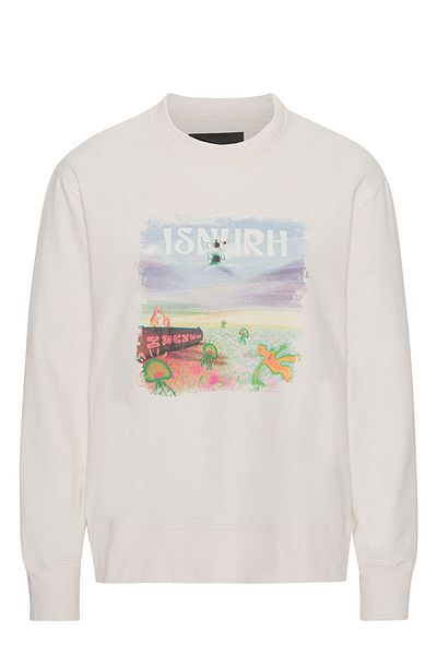 ISNURH COLLAGE CREWNECK SWEATER - ISNURH - WHITE, L