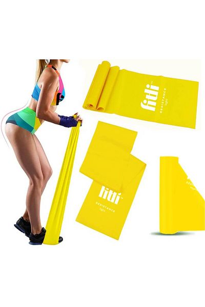 Fitli Bandă elastică pentru exerciții, rezistență 2-4 kg, 200x15 cm, galbenă