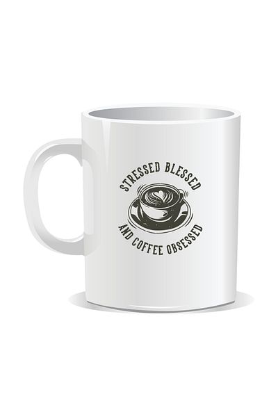 OEM Personalized coffee mug, Stressed, blessed and coffee obsessed - White interior