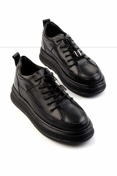 Bambi Black Leather Men's Casual Shoes E01194013141
