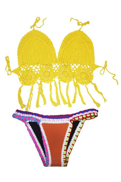 WildFashion Yellow two-piece swimsuit with neoprene SW964-9