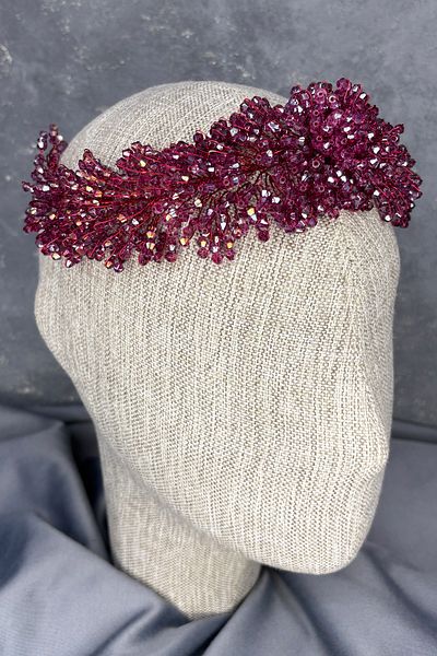 Hayalperest boncuk Accesoriu pentru păr de mireasă dens cu mărgele Diamira Fuchsia închis
