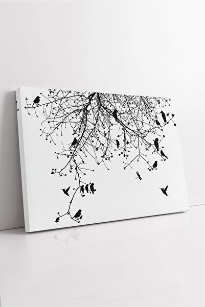 KOSS Dijital Tablou pe pânză cu copac și păsări, tablou cu design de copac, p...