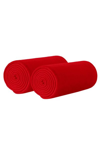 Dormitio Set of 2 fleece blankets, narrow edge, overlock stitch, 127x152 cm, 100% polyester, 180gsm, Red
