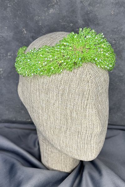 Hayalperest boncuk Accesoriu pentru păr de mireasă dens cu mărgele Diamira Verde Lămâie