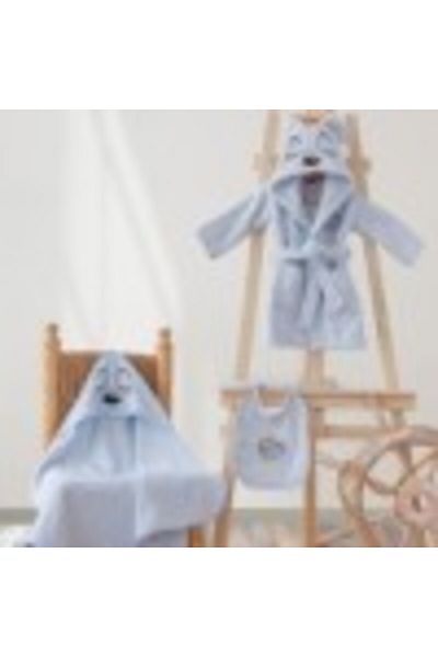 Cotton Box Set baie bebe halat, prosop și bavețică, Cotton Box, Bear