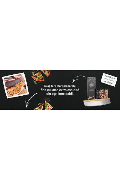 Dolce Mare Set de piatră rotundă de copt, lopată de lemn și cuțit de pizza, diametru 33 cm, grosime 1,5 cm