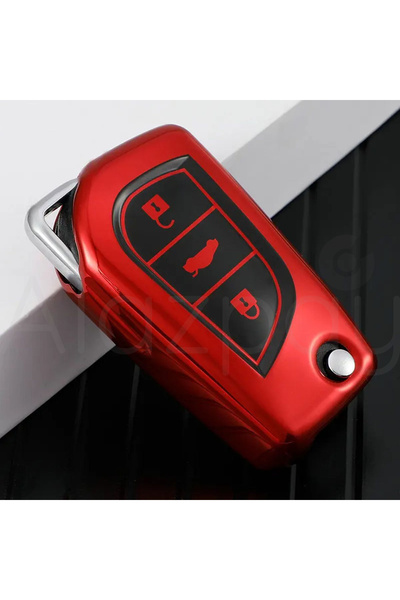 Alazpay Husă pentru chei din TPU lucios pentru Toyota Corolla Auris Yaris Ave...