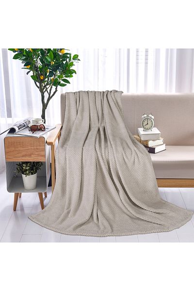 Dormitio Soft flannel jacquard waffle pattern blanket, 150x200 cm, 100% polyester, 260gsm, Light grey