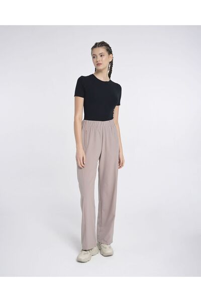 Monolou Hit The Beat Yüksek Bel Cepli Aktif Eşofman Altı Bej