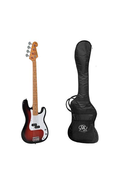 SX SPB572TS Sunburst electric bass guitar, gig bag