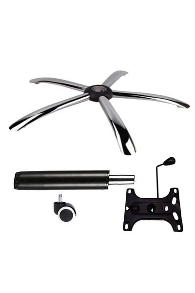 Depox Set de plăci de echilibru metalice 26 x 15 cm, bază 60 cm, cilindru universal cu rolă și piston, scaune de birou