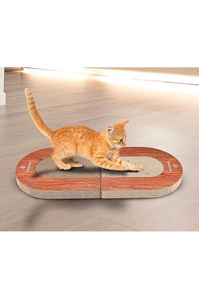 Pfotenolymp Interactive cat toy, corrugated cardboard, integrated ball, non-slip, with modern design, foldable