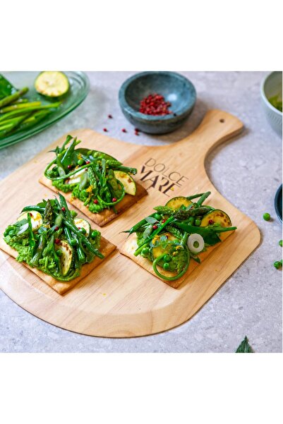 Dolce Mare Set Round baking stone, wooden pizza shovel, Diameter 33 cm, 1.5 cm thick