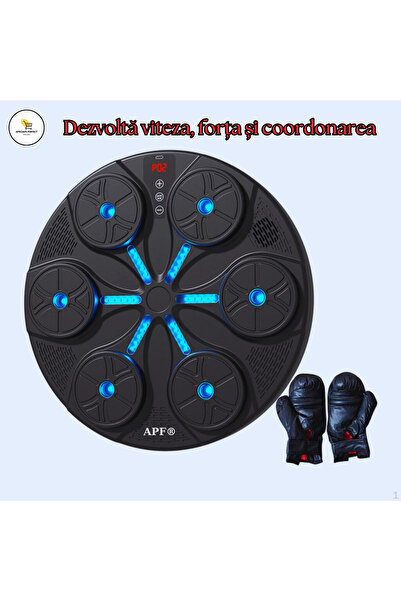 Generic APF® Interactive Boxing Machine with LED Lights, Music and Adjustable Workout Modes - Black