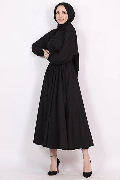 Trendy Mall Terikoton Belted Hijab Dress
