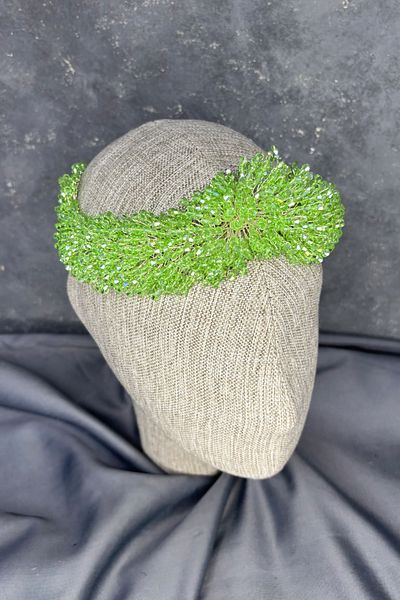 Hayalperest boncuk Accesoriu pentru păr de mireasă dens cu mărgele Diamira Verde Lămâie