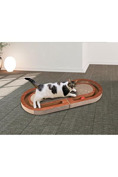 Pfotenolymp Interactive cat toy, corrugated cardboard, integrated ball, non-slip, with modern design, foldable
