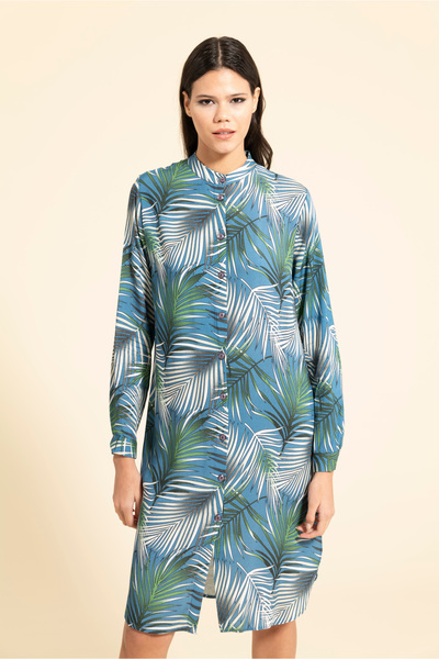 MİRAŞE MODA Palm Collarless Tunic Dress (110 cm)