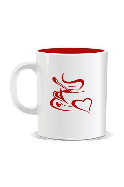 OEM Personalized coffee mug, coffee cup with heart - red interior
