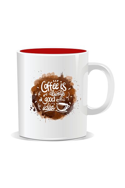 OEM Personalized coffee mug, Coffee is always a good idea - Red interior