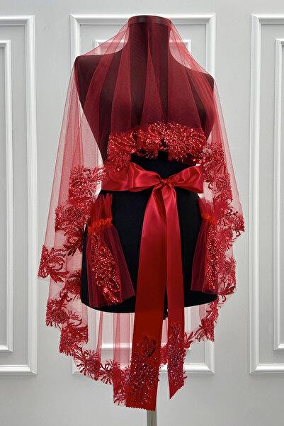 ZEYMERADE مجموعة ستارة العروس الحمراء Vip، مجموعة ستارة هينا مطرزة بالخرز الز...