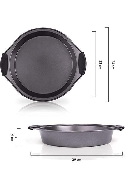 HEYNNA Tavă de copt pătrată, oțel carbon antiaderent, rezistentă la căldură până la 230°C, mânere detașabile din silicon