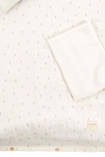 İrya Tiny Bear Organic Cotton Muslin Children's Duvet Cover Set Ecru