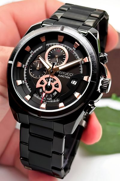Ferrucci Function Men's Wristwatch Steel Case & Steel Cord Black Zmfer185