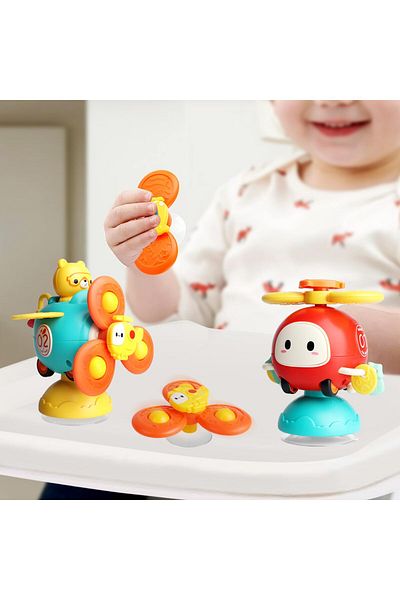 Brands For Less Spinner High Chair Toy Table for Kids, Car Toys and Helicopter Push Pull Toys Sucker Suction Toys