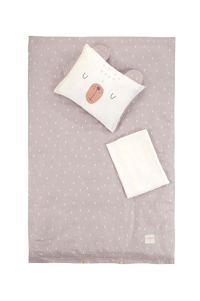 İrya Tiny Bear Organic Cotton Muslin Kids Duvet Cover Set Beige
