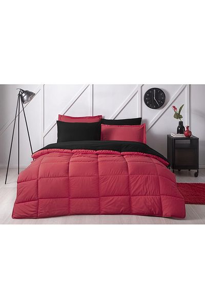Özdilek Özdilek Ranforce Double Sleeping Set-Colormix Red Black