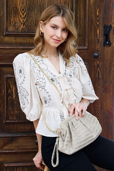 Fulla Moda Scholarship Straw Hand and Arm Bag with Strap